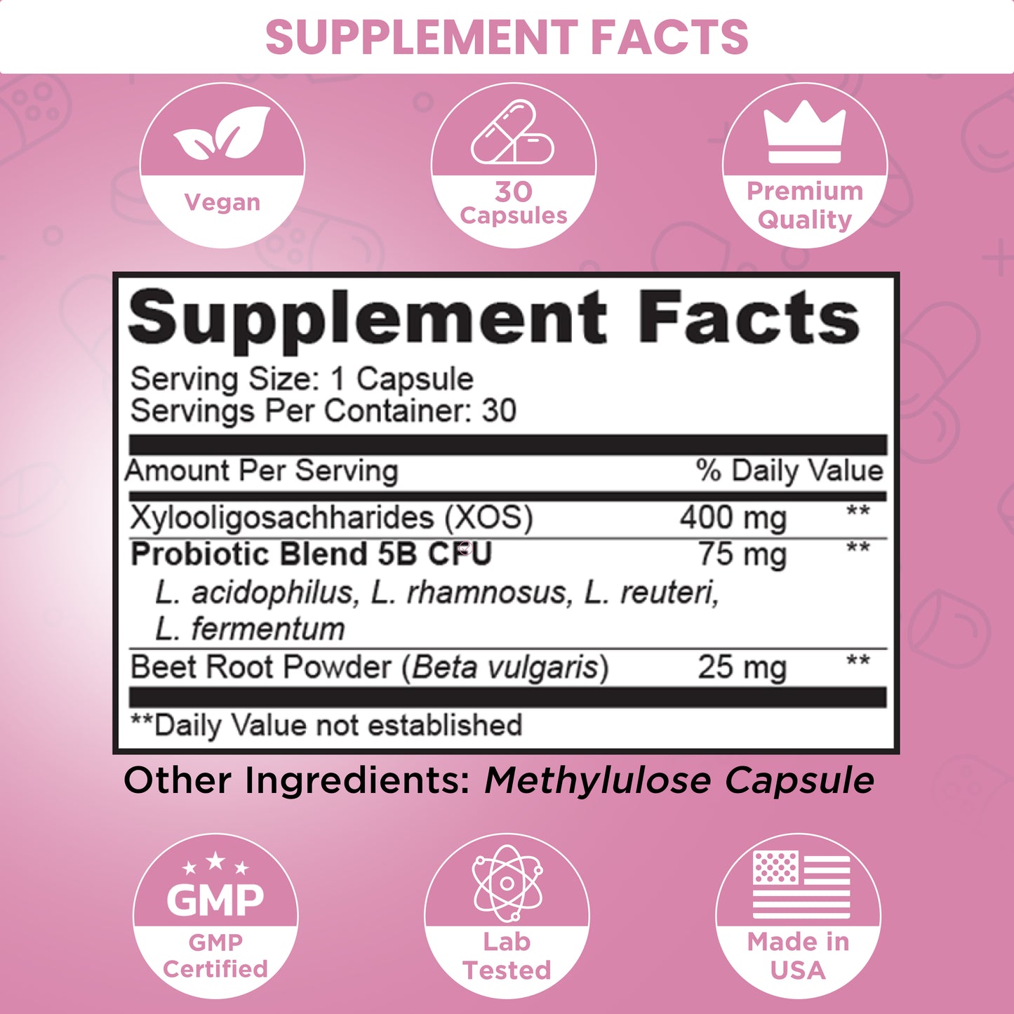 Vaginal Probiotics for Women – 5 Billion CFU Probiotic Blend–Vegan Friendly, Non-GMO, Probiotic Supplement for Odor Control & pH Balance (30 Servings)
