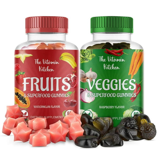 The Vitamin Kitchen Fruit and Veggies Gummies- Made in USA, Non-GMO ,Gluten-Free Super food Gummies for Adults (30 servings)
