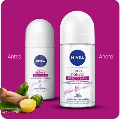 Nivea Deodorant Whitening Pack of 4 Aclarado Natural 50 milliliters 1.7 Fl Oz, 50.0 milliliters