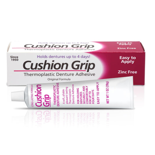 Cushion Grip Thermoplastic Denture Adhesive, 1 oz - Refits and Tightens Loose Upper and Lower Dentures and Partials 1 pack